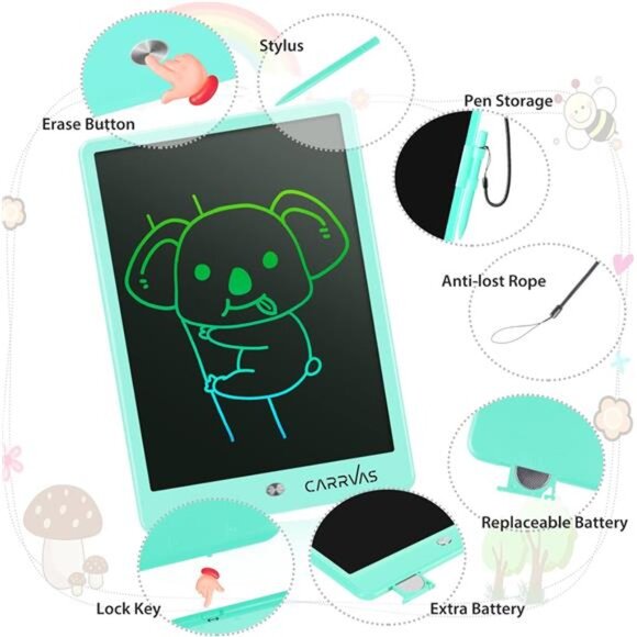 LCD Writing Tablet 10 Inch Colorful Drawing Pad for Kids Erasable Reusable - Picture 2 of 7